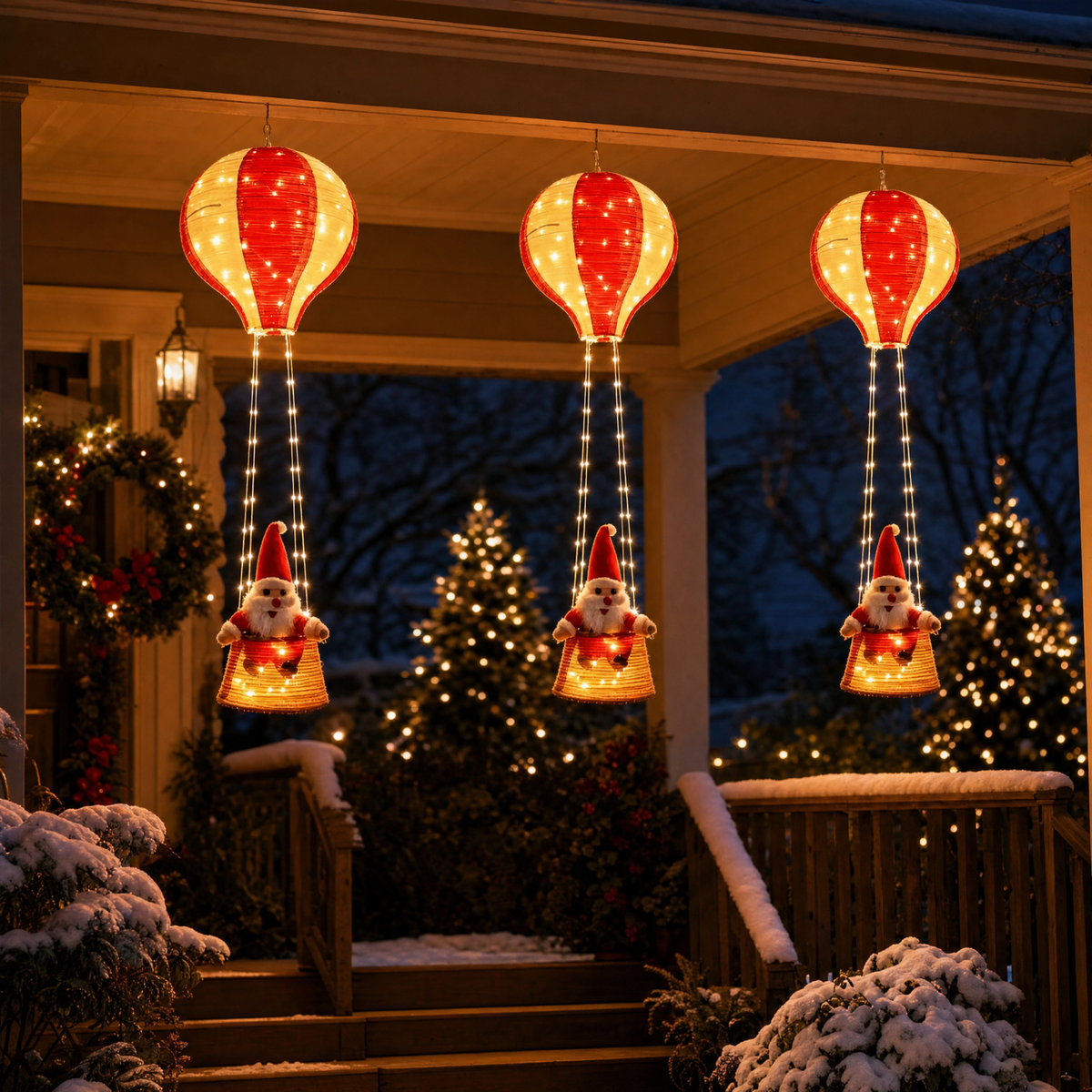 SkySanta - Hot Air Balloon Santa Lantern - Hanging Christmas Decor