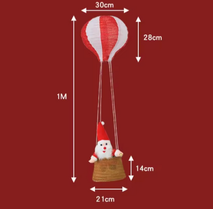 SkySanta - Hot Air Balloon Santa Lantern - Hanging Christmas Decor